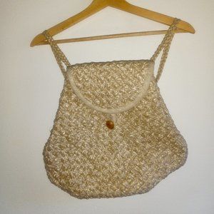 Vintage Raffia like lined backpack boho